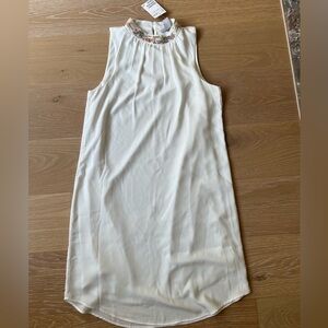 New white H&M beaded collar, size 4, mini dress